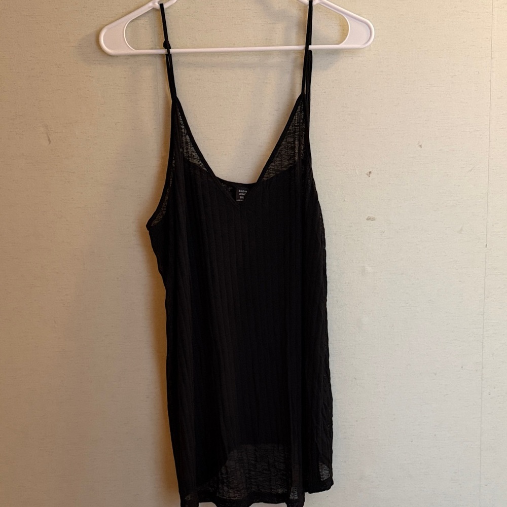 SHEIN Black Sheer Curve Tank Top